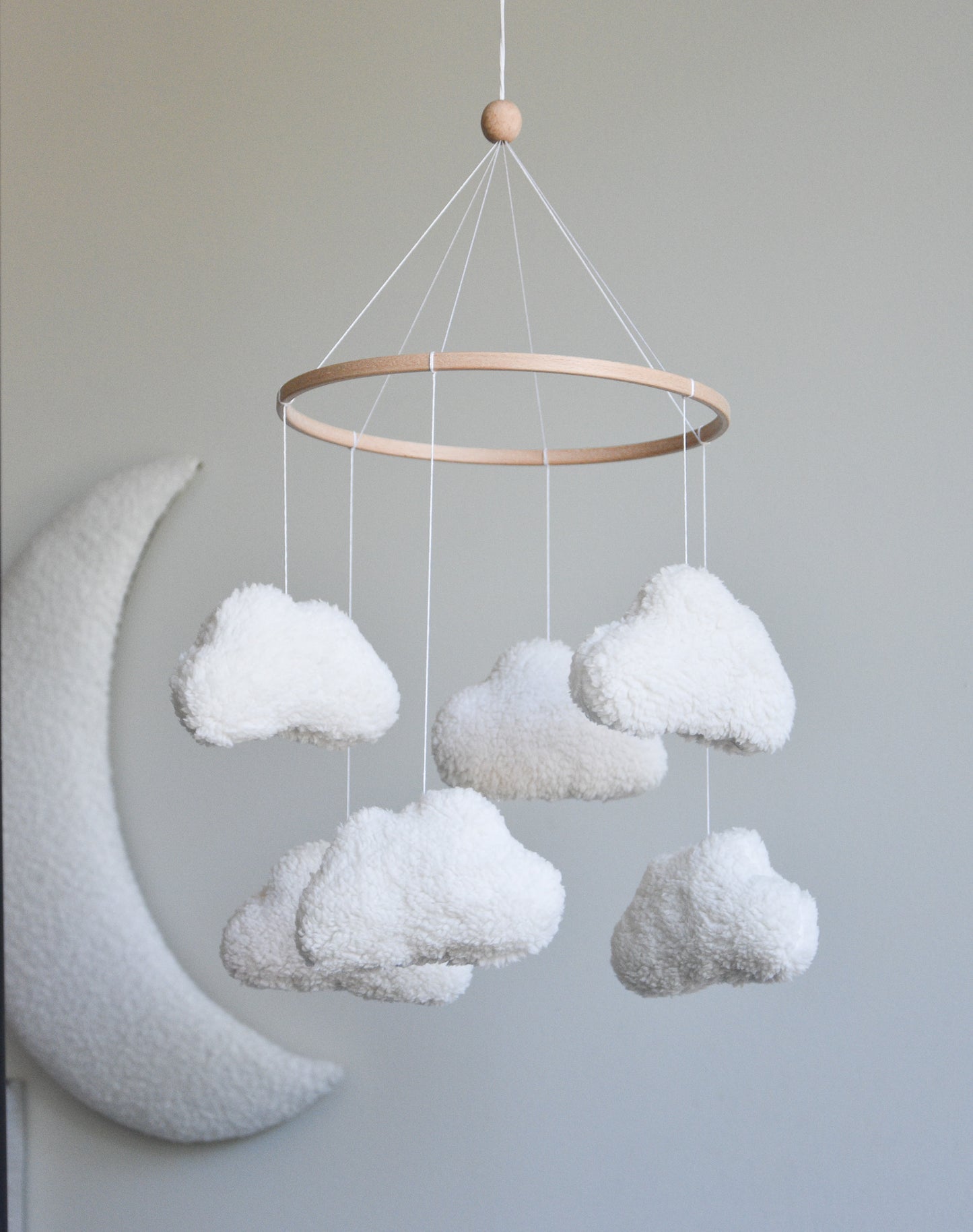 Teddy handmade clouds baby mobile