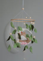 Woodland cute Deer on the moon, Forest floral Themed Baby crib Mobile - Minidreams Decor