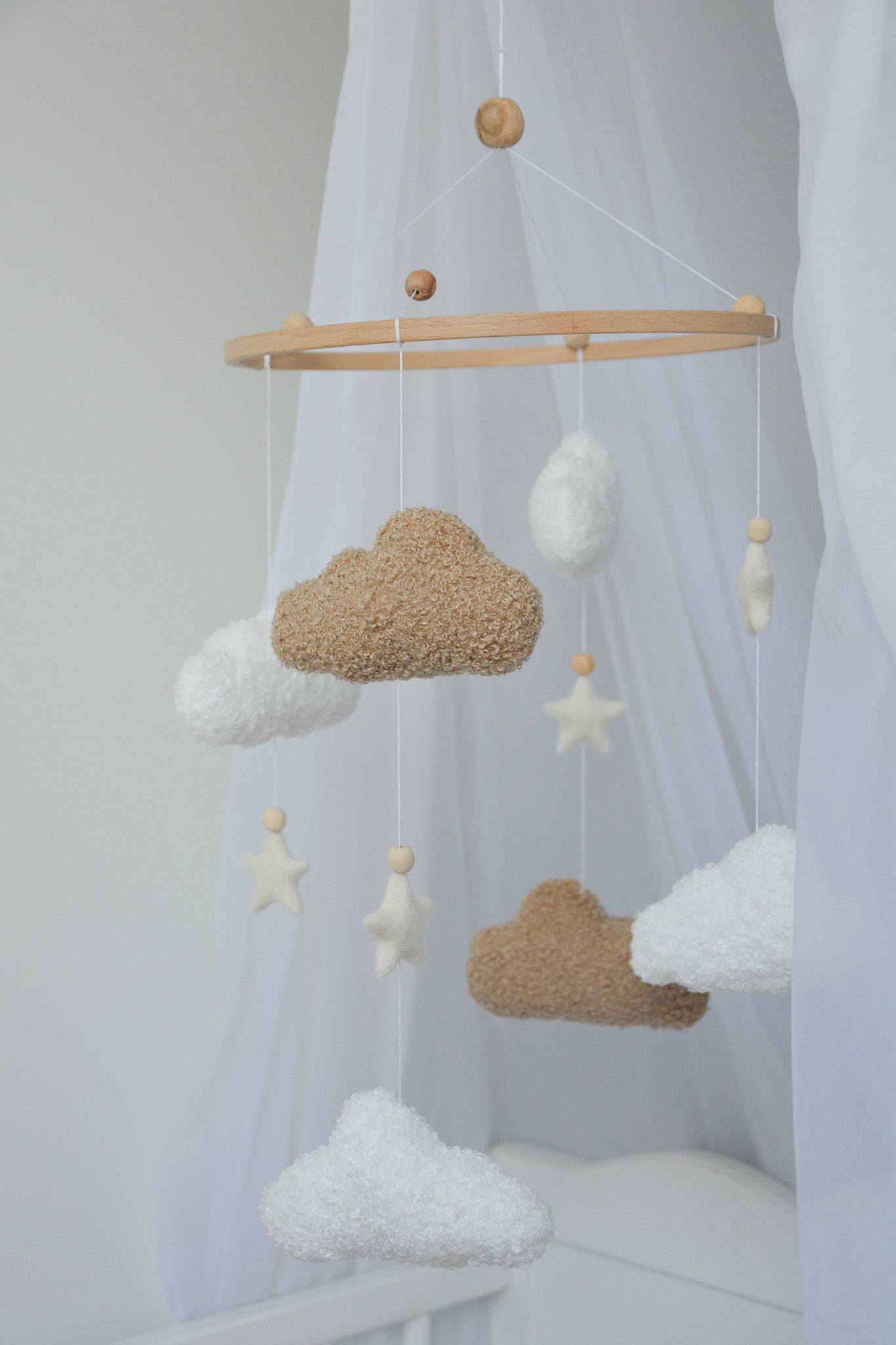 Boucle handmade clouds baby mobile