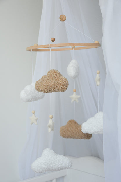 Boucle handmade clouds baby mobile