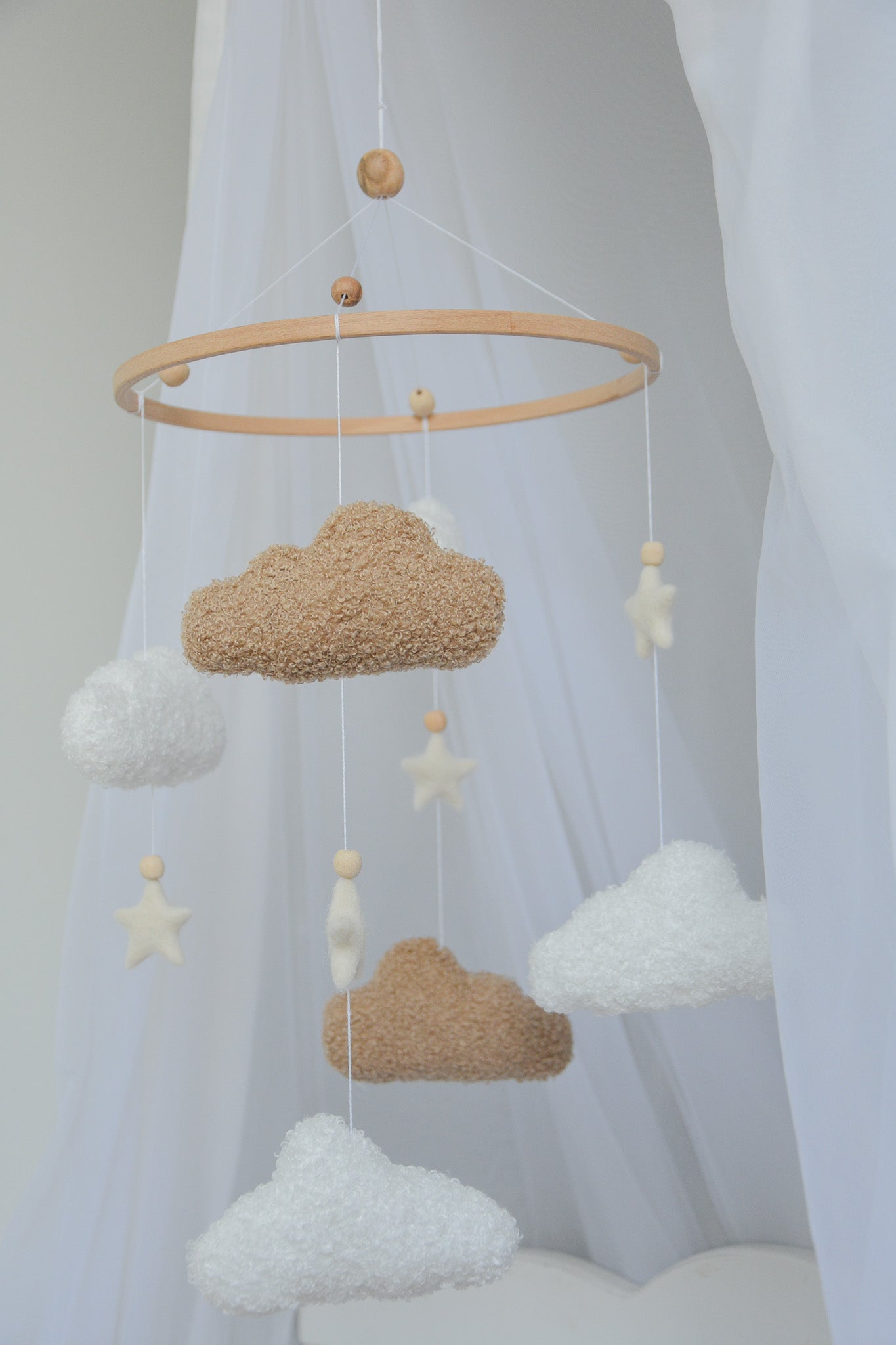 Boucle handmade clouds baby mobile