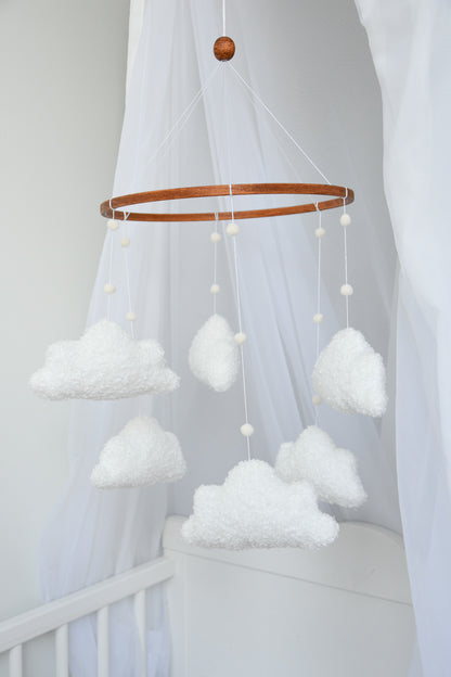 Boucle handmade clouds baby mobile