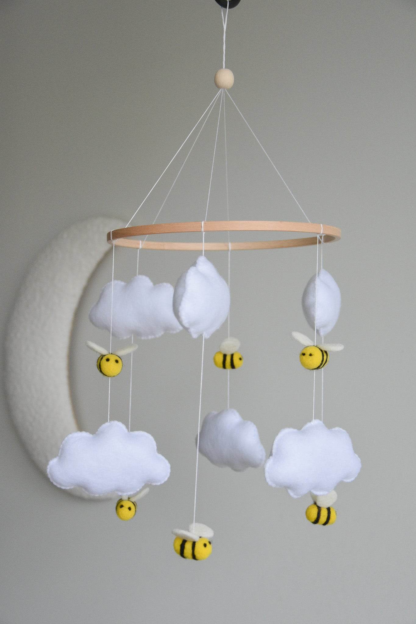 Bee-Themed Clouds Baby crib Mobile - Minidreams Decor