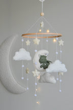 Dragon Boucle clouds and moon baby nursery mobile - Minidreams Decor