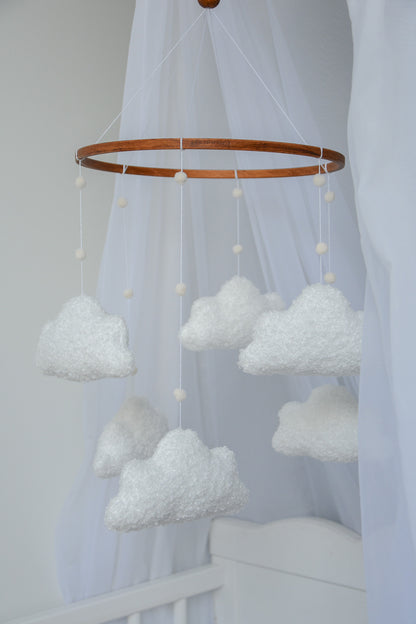 Boucle handmade clouds baby mobile