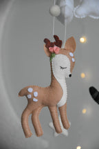 Woodland Forest animals themed stars and clouds Baby crib Mobile - Minidreams Decor