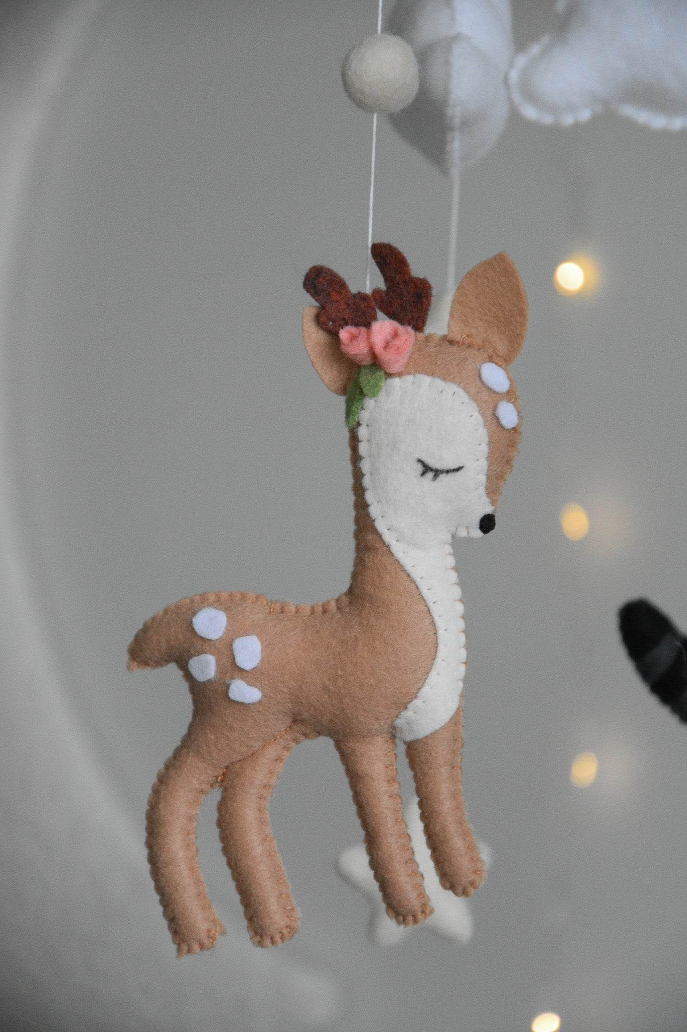 Woodland Forest animals themed stars and clouds Baby crib Mobile - Minidreams Decor