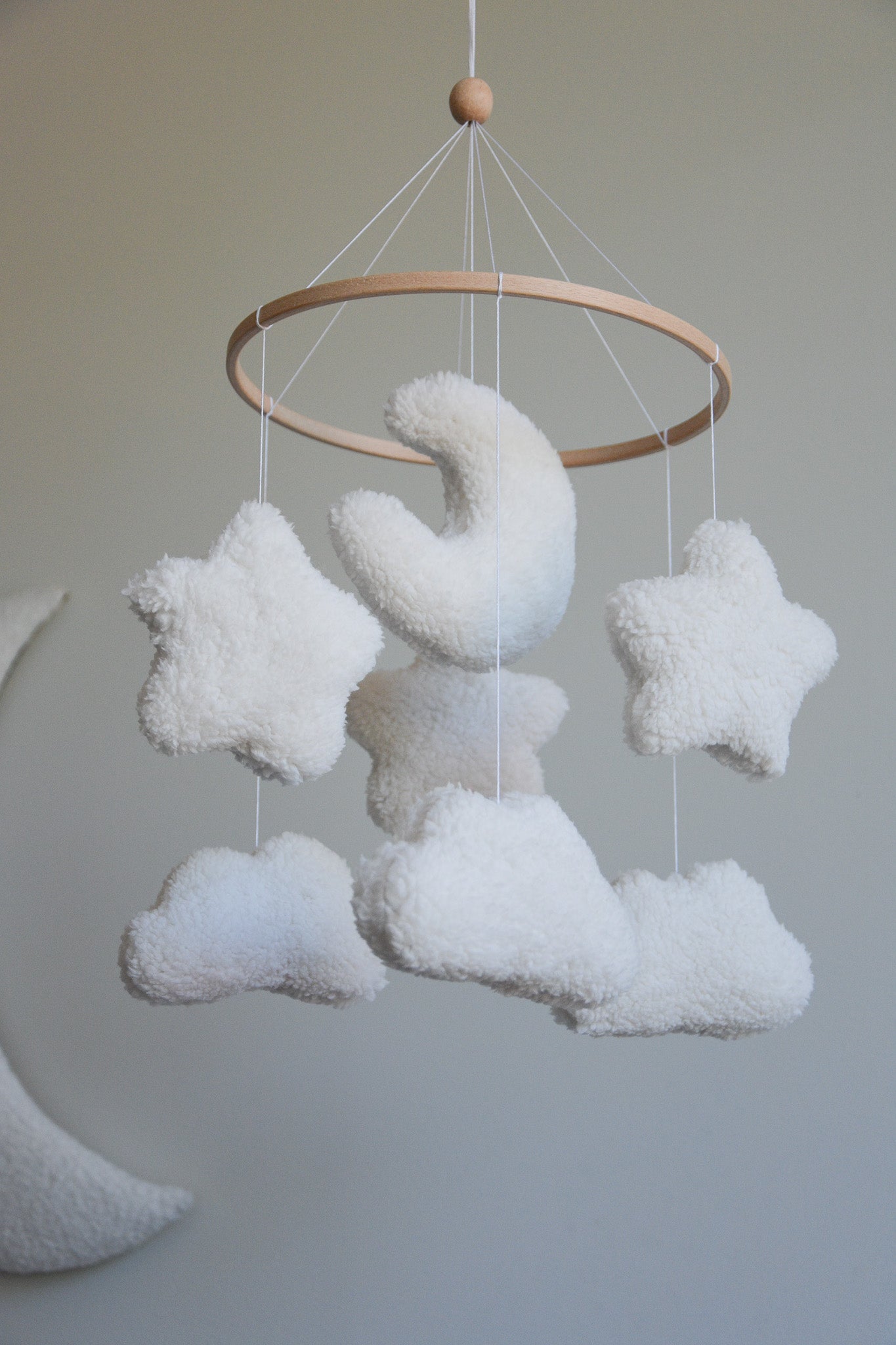 Teddy handmade cloudsand stars baby mobile