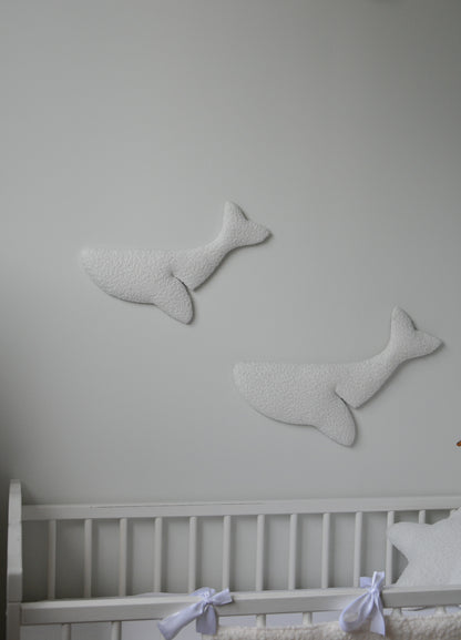 Boucle whale wall decor