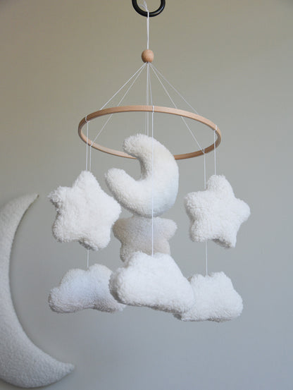 Teddy handmade cloudsand stars baby mobile