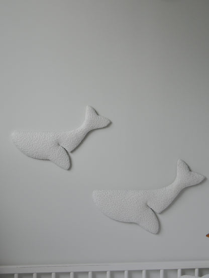 Boucle whale wall decor