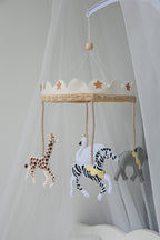 Vintage Safari Carousel Baby Mobile – Handmade Felt Crib Mobile