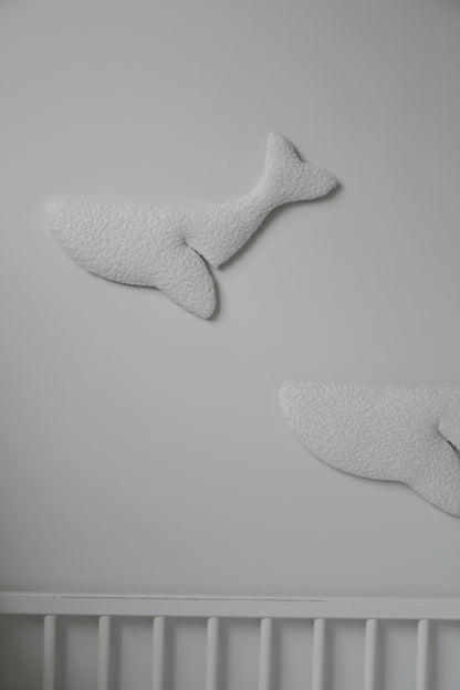 Boucle whale wall decor