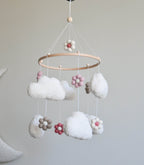 Teddy handmade clouds and daisy baby mobile - Minidreams Decor