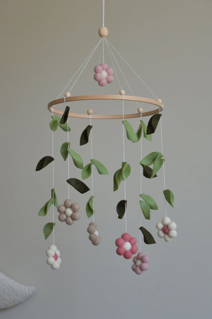 Forest style floral flowers baby crib mobile