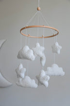 Boucle clouds and stars baby nursery mobile - Minidreams Decor