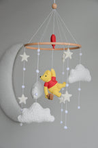 Winnie Pooh boucle clouds and moon baby nursery mobile - Minidreams Decor