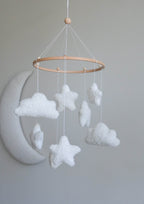 Boucle clouds and stars baby nursery mobile - Minidreams Decor