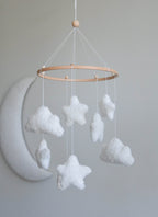 Boucle clouds and stars baby nursery mobile - Minidreams Decor