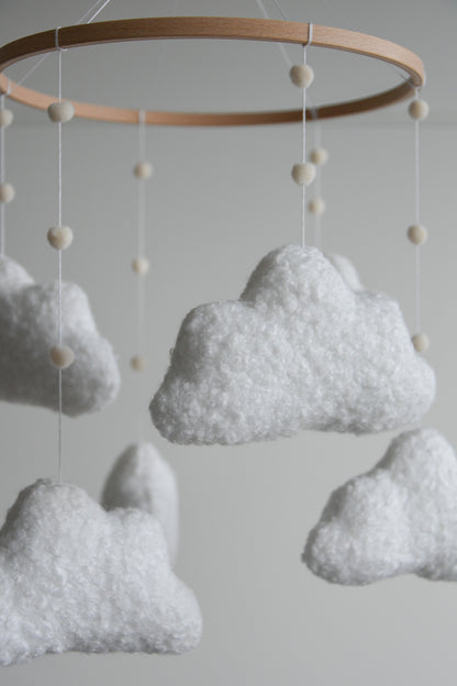 Boucle handmade clouds baby mobile