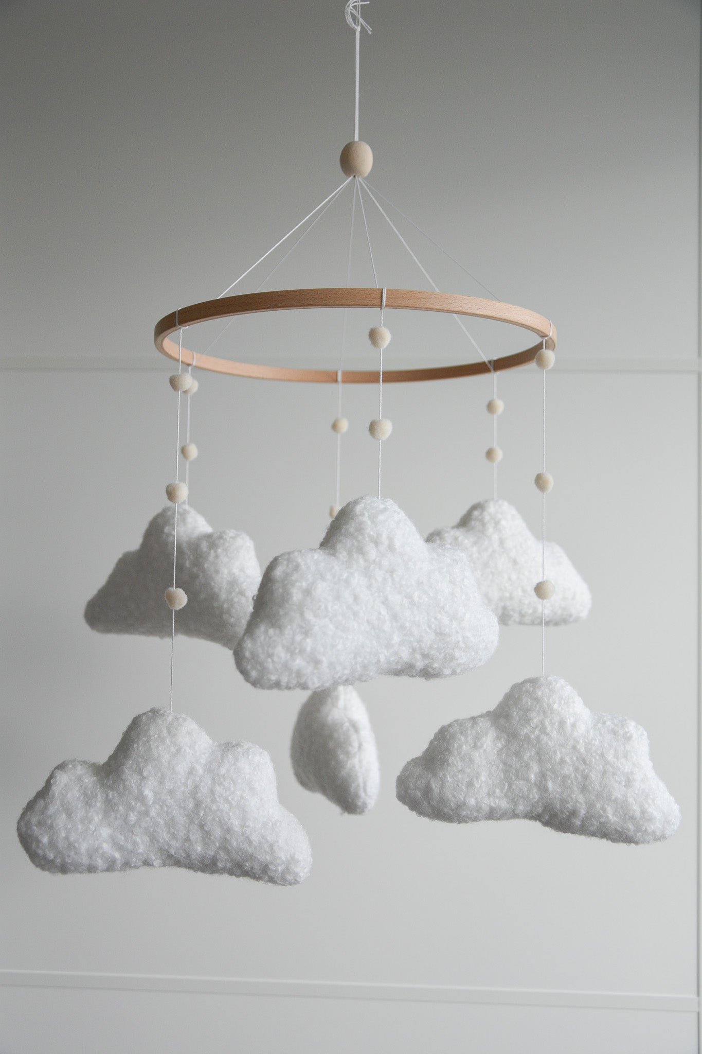 Boucle handmade clouds baby mobile