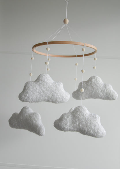 Boucle handmade clouds baby mobile