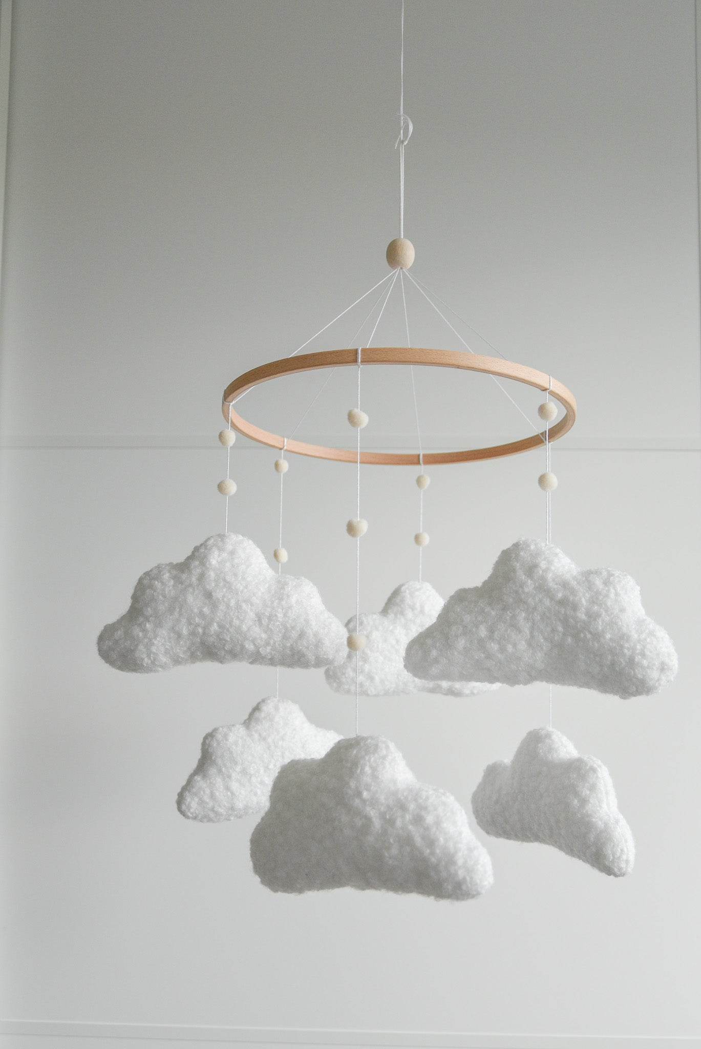 Boucle handmade clouds baby mobile - Minidreams Decor