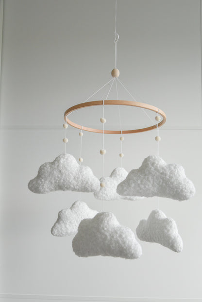 Boucle handmade clouds baby mobile