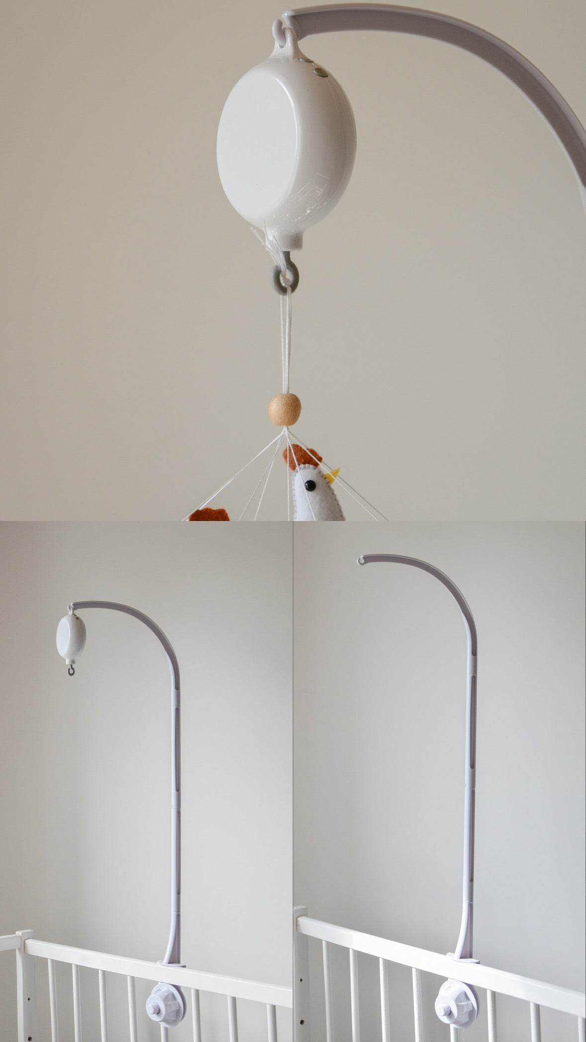 Forest style floral mobile with leaves and wooden pearls - Minidreams Decor