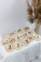 Safari Wooden Baby Milestone Card 14pcs - Minidreams Decor