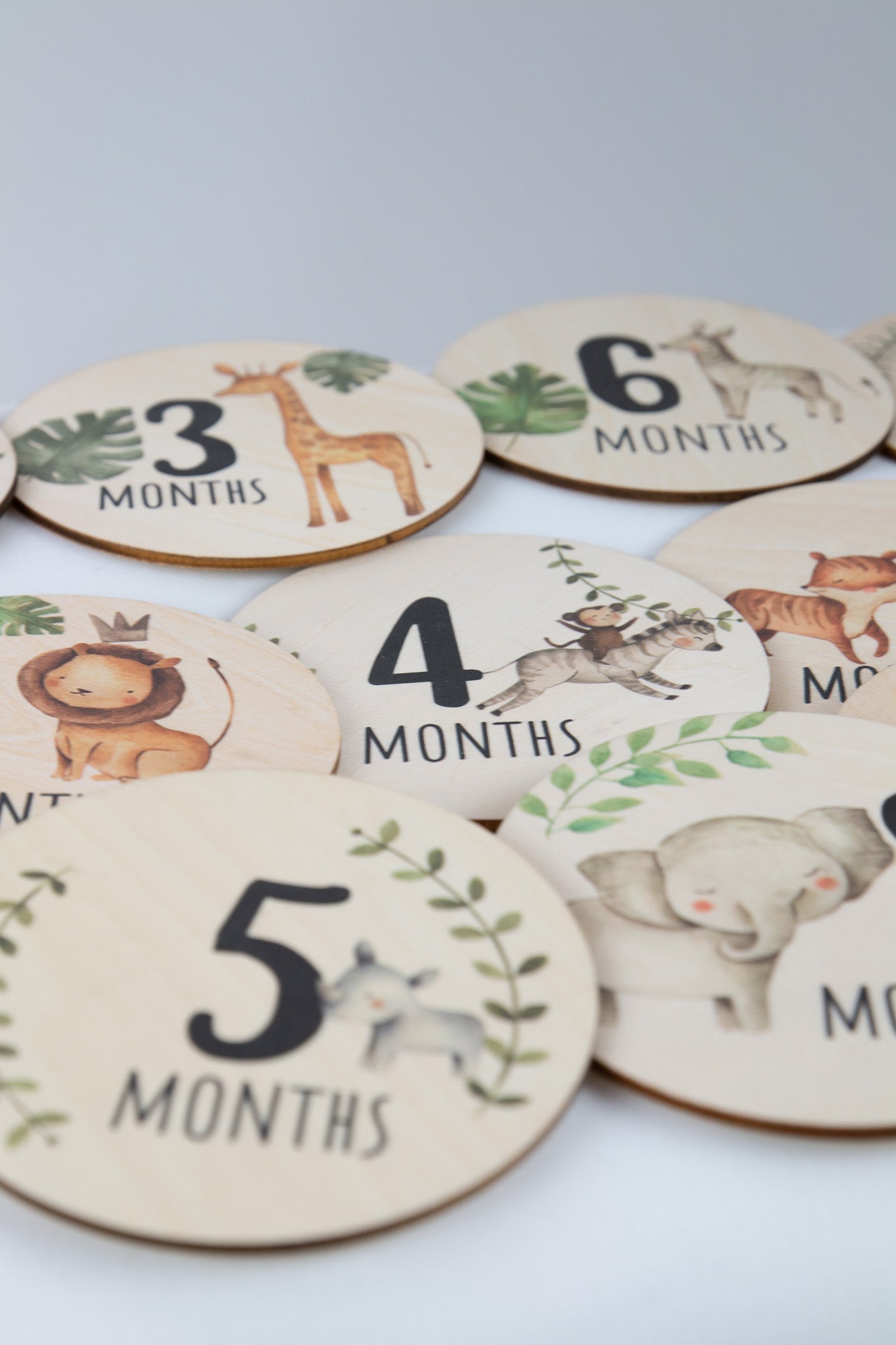 Safari Wooden Baby Milestone Card 14pcs