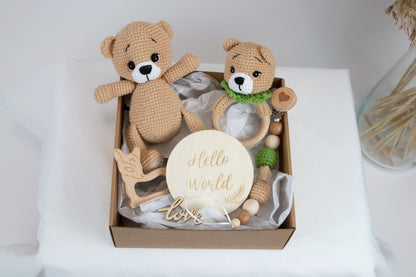 Crochet Bear Baby Gift Box