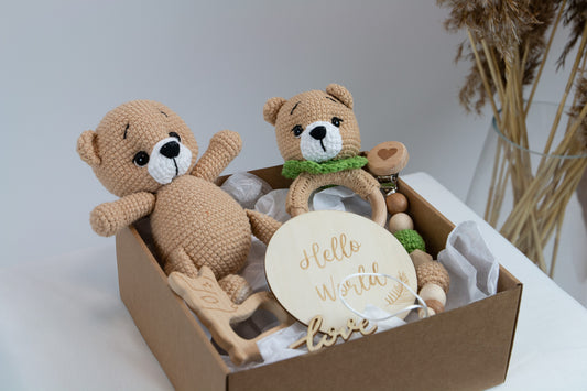 Crochet Bear Baby Gift Box