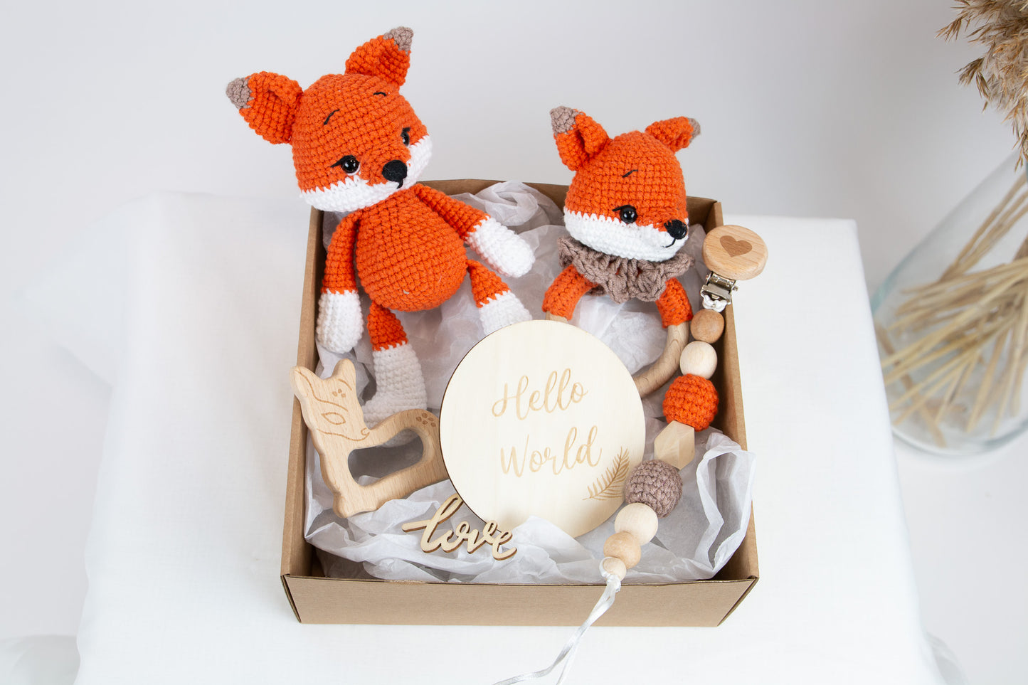 Crochet Fox Baby Gift Box