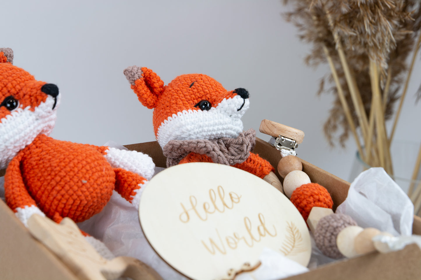 Crochet Fox Baby Gift Box