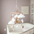 Boucle Baby Nursery Mobile with Clouds and Moon