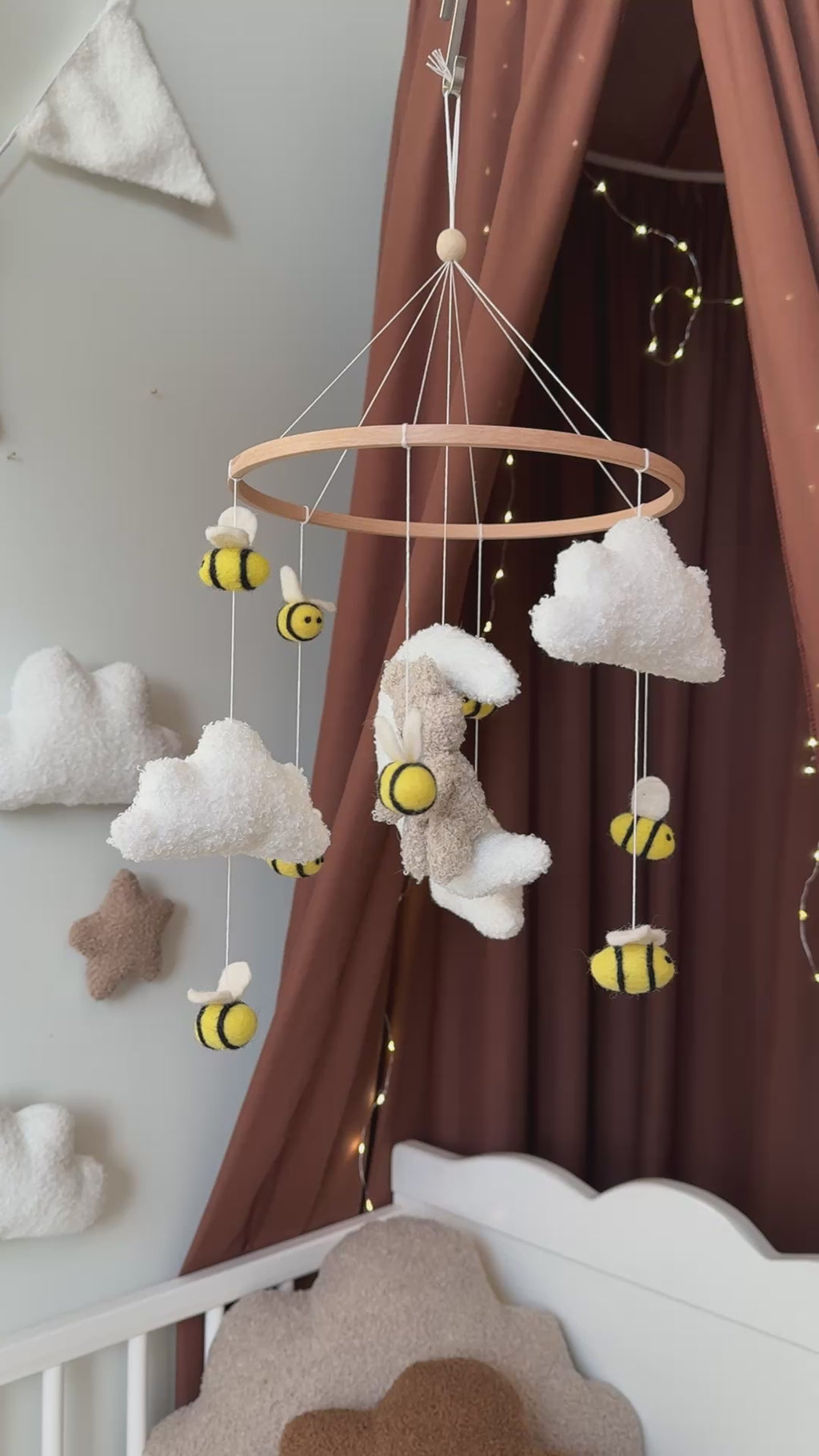 Teddy bear baby mobile