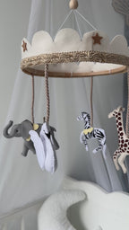 Vintage Safari Carousel Baby Mobile – Handmade Felt Crib Mobile
