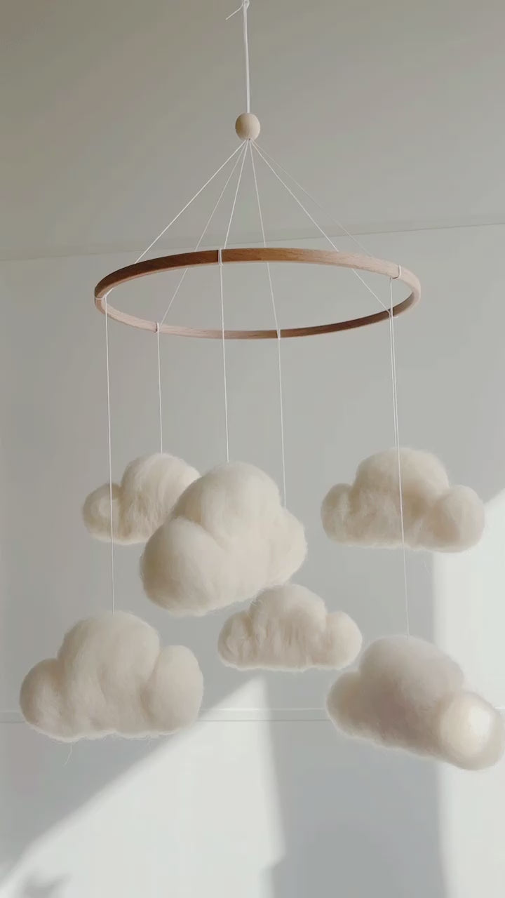 Hand Felted Cloud Mobile for Dreamy Nursery Decor