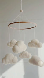 Hand Felted Cloud Mobile for Dreamy Nursery Decor