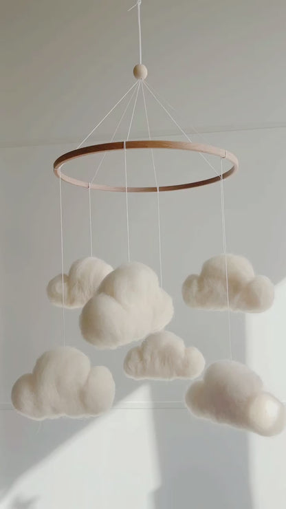 Felted cloud mobile