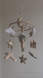 Airplane nursery baby mobile with hot air balloon