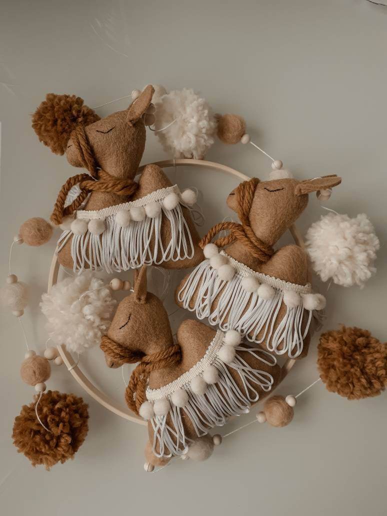 Boho mobile with camel and balls - Minidreams Decor