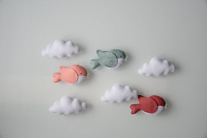 Wall nursery garland with clouds and birds