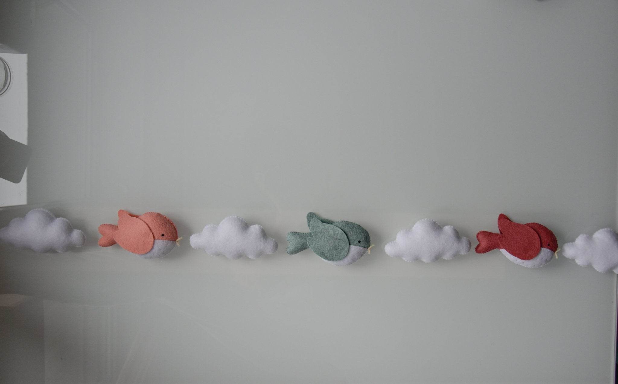 Wall nursery garland with clouds and birds - Minidreams Decor