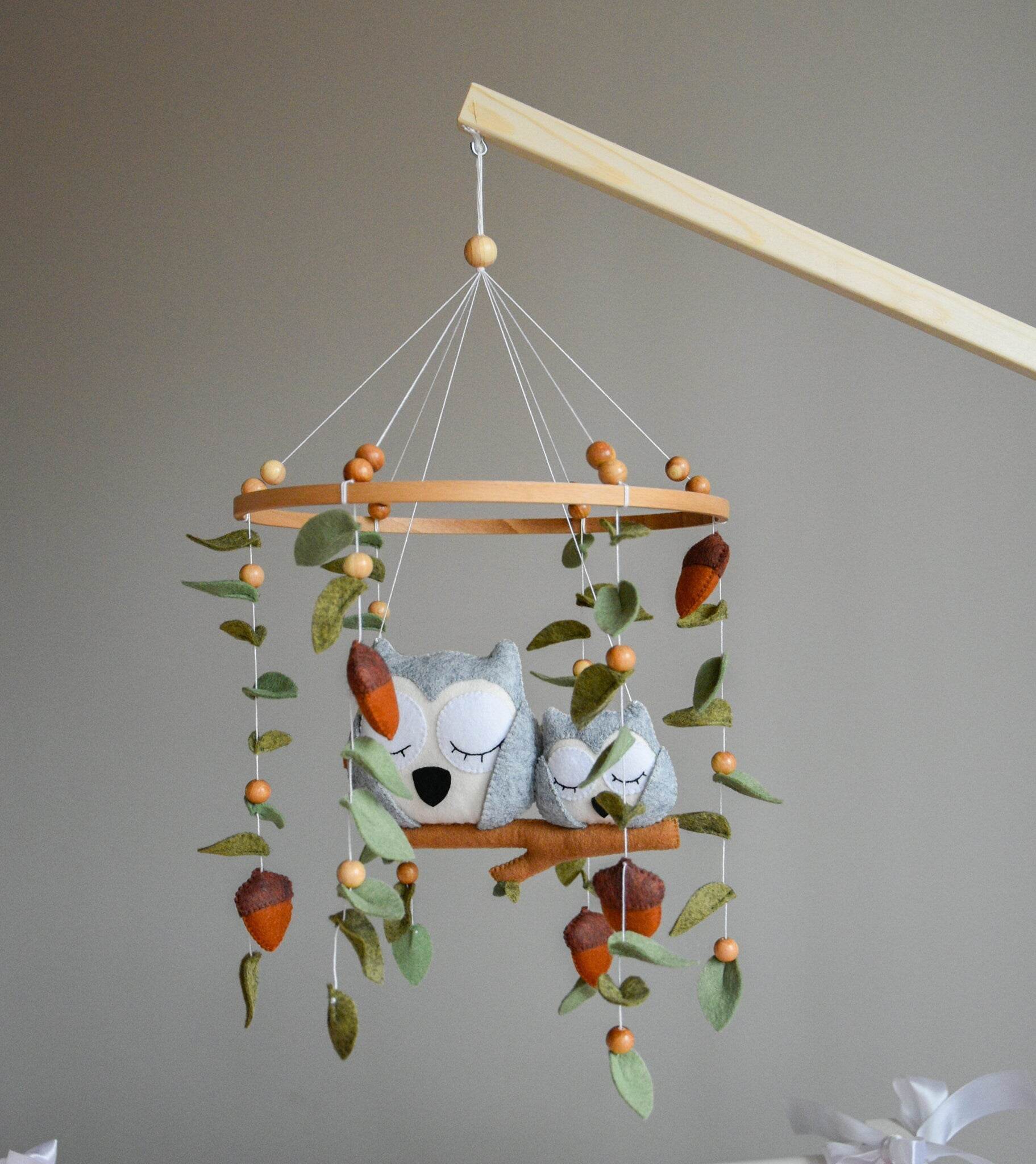 Baby owl and mom owl mobile - Minidreams Decor