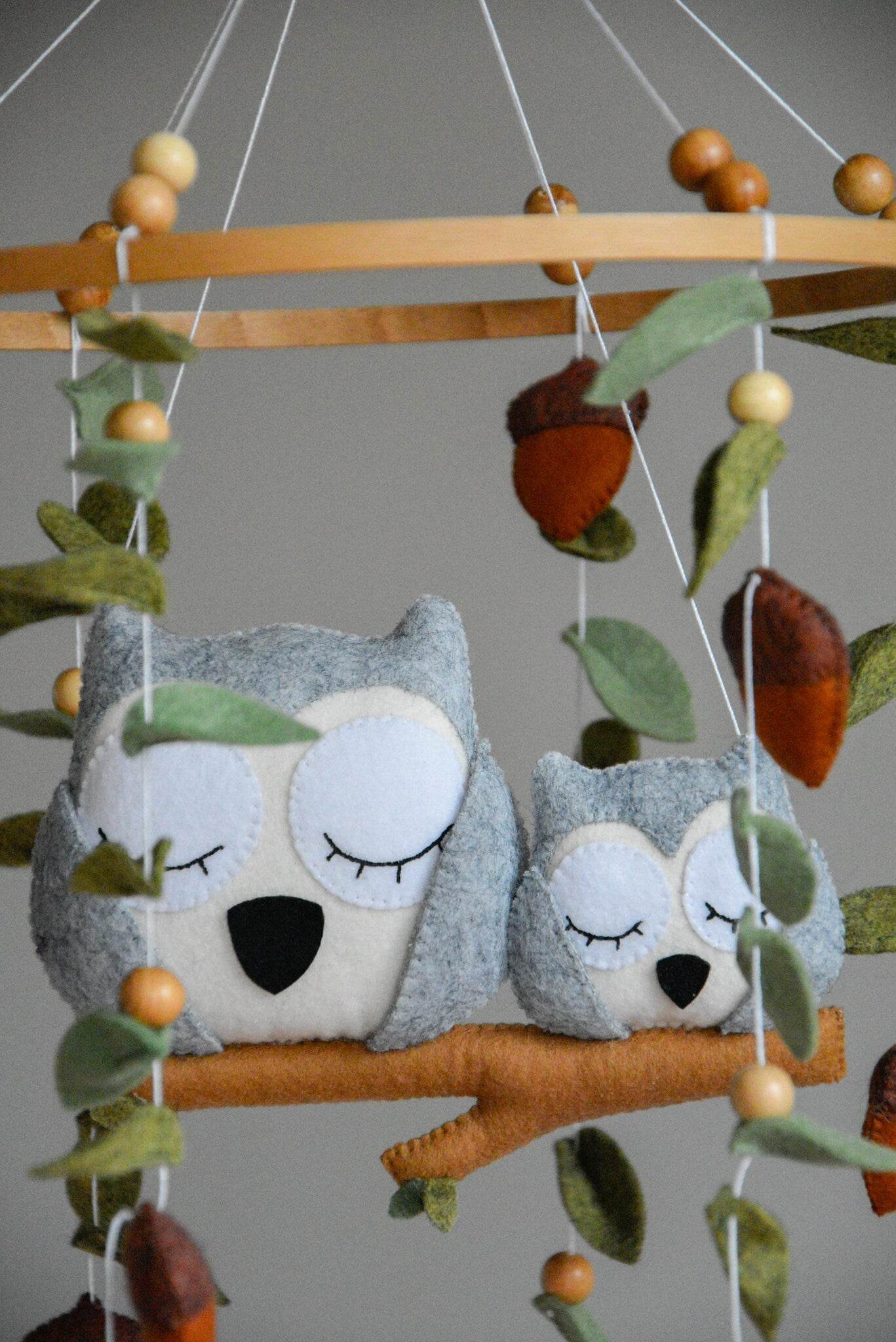 Baby owl and mom owl mobile - Minidreams Decor