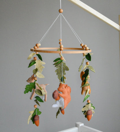 Woodland mobile with forest animals