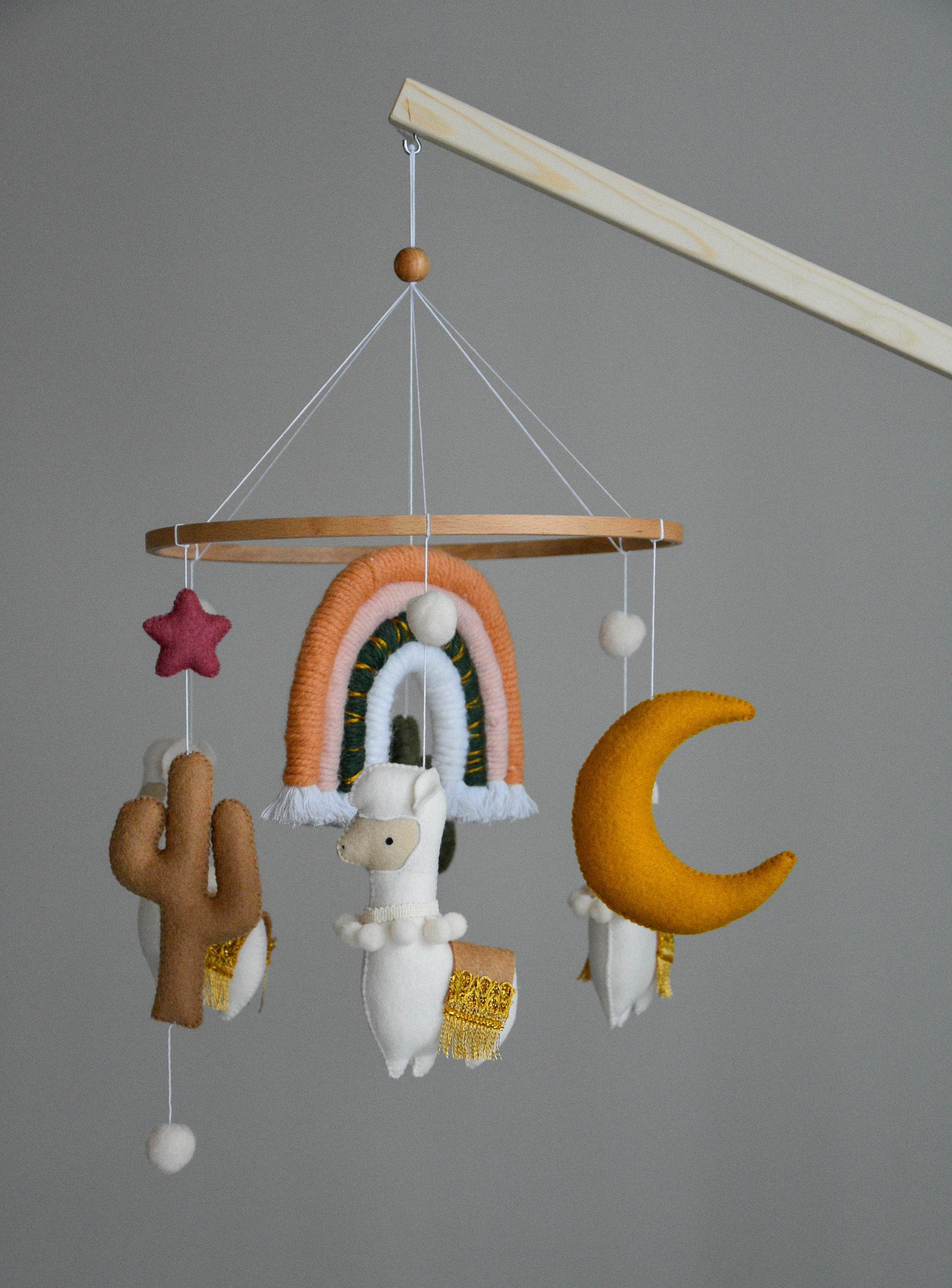 Llama mobile with rainbow stars cactus and moon - Minidreams Decor