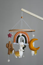 Llama mobile with rainbow stars cactus and moon - Minidreams Decor